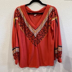 7th Ray Sweater, Size-Small, Orange/Red Color